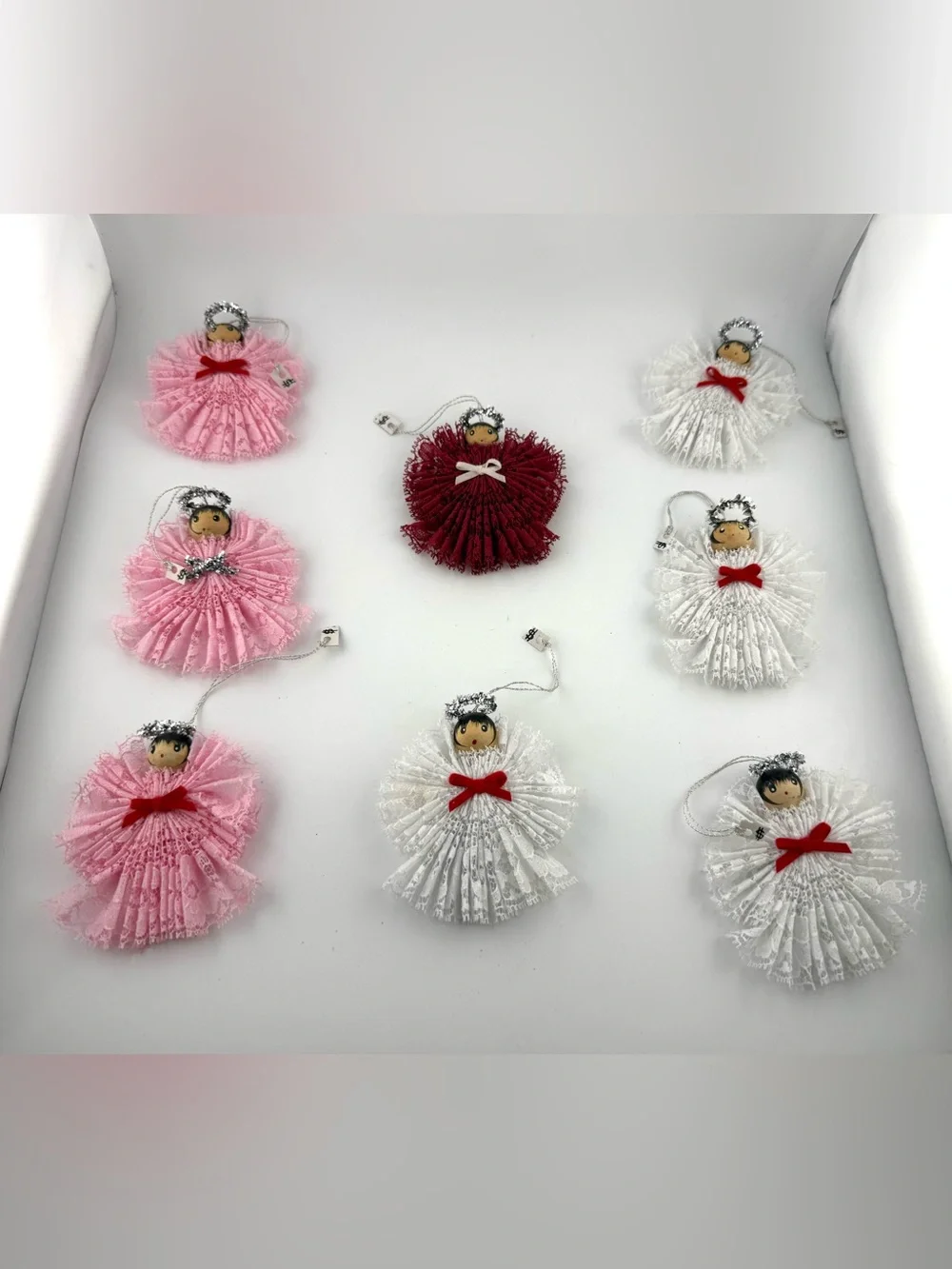 8 Christmas vintage lace angel ornaments
